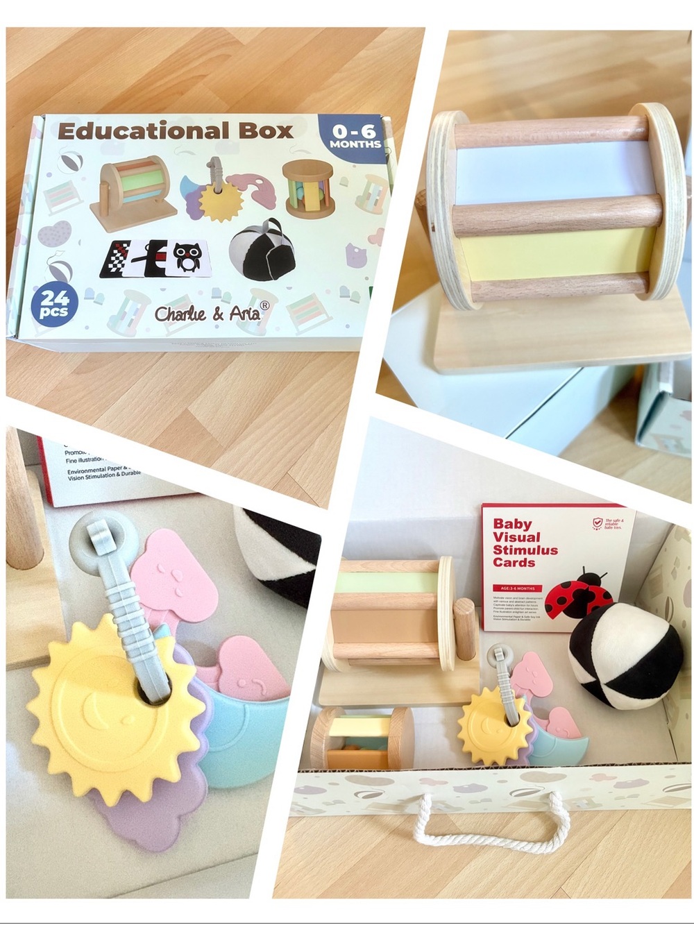 Developmental Toy Box for 0-6 MONTHS Charlie & Aria Teether Rattle Spinner *NEW*